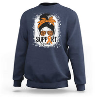 Multiple Sclerosis Awareness Sweatshirt Orange Ribbon Support Squad Messy Bun