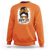 Multiple Sclerosis Awareness Sweatshirt Orange Ribbon Support Squad Messy Bun