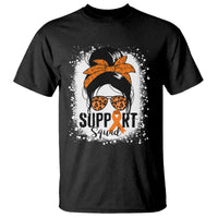 Multiple Sclerosis Awareness T Shirt Orange Ribbon Support Squad Messy Bun