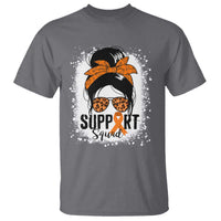 Multiple Sclerosis Awareness T Shirt Orange Ribbon Support Squad Messy Bun