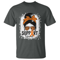 Multiple Sclerosis Awareness T Shirt Orange Ribbon Support Squad Messy Bun