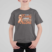 Multiple Sclerosis Awareness T Shirt For Kid Orange Ribbon In This Family Nobody Fights Alone