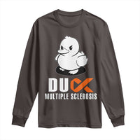 Duck Multiple Sclerosis Awareness Long Sleeve Shirt Orange Ribbon MS Support Squad