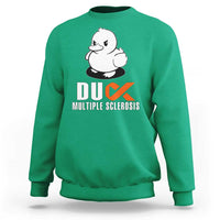 Duck Multiple Sclerosis Awareness Sweatshirt Orange Ribbon MS Support Squad