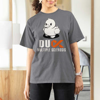 Duck Multiple Sclerosis Awareness T Shirt For Women Orange Ribbon MS Support Squad