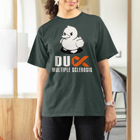 Duck Multiple Sclerosis Awareness T Shirt For Women Orange Ribbon MS Support Squad