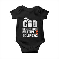 God Stronger Multiple Sclerosis Awareness Baby Onesie Orange Ribbon MS Support Squad