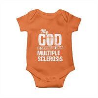 God Stronger Multiple Sclerosis Awareness Baby Onesie Orange Ribbon MS Support Squad