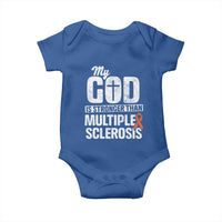 God Stronger Multiple Sclerosis Awareness Baby Onesie Orange Ribbon MS Support Squad