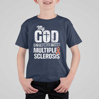 God Stronger Multiple Sclerosis Awareness T Shirt For Kid Orange Ribbon MS Support Squad