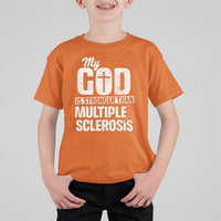 God Stronger Multiple Sclerosis Awareness T Shirt For Kid Orange Ribbon MS Support Squad