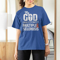 God Stronger Multiple Sclerosis Awareness T Shirt For Women Orange Ribbon MS Support Squad