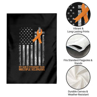 God Stronger Multiple Sclerosis Awareness Garden Flag Orange Ribbon Christian US USA Flag American Christ Cross - Wonder Print Shop