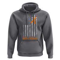 God Stronger Multiple Sclerosis Awareness Hoodie Orange Ribbon Christian US USA Flag American Christ Cross