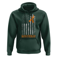 God Stronger Multiple Sclerosis Awareness Hoodie Orange Ribbon Christian US USA Flag American Christ Cross