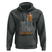 God Stronger Multiple Sclerosis Awareness Hoodie Orange Ribbon Christian US USA Flag American Christ Cross