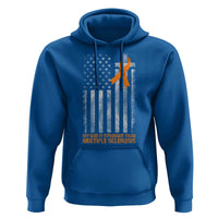God Stronger Multiple Sclerosis Awareness Hoodie Orange Ribbon Christian US USA Flag American Christ Cross