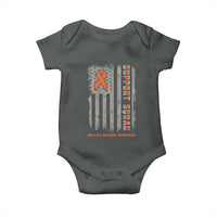 MS Support Squad Baby Onesie Orange Ribbon Multiple Sclerosis Awareness USA Flag