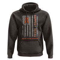 MS Support Squad Hoodie Orange Ribbon Multiple Sclerosis Awareness USA Flag
