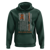 MS Support Squad Hoodie Orange Ribbon Multiple Sclerosis Awareness USA Flag