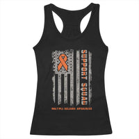 MS Support Squad Racerback Tank Top Orange Ribbon Multiple Sclerosis Awareness USA Flag