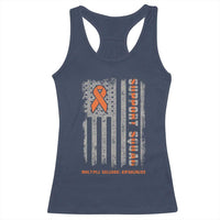 MS Support Squad Racerback Tank Top Orange Ribbon Multiple Sclerosis Awareness USA Flag