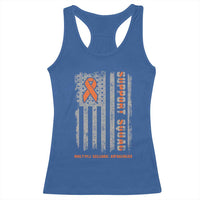 MS Support Squad Racerback Tank Top Orange Ribbon Multiple Sclerosis Awareness USA Flag