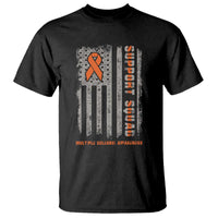 MS Support Squad T Shirt Orange Ribbon Multiple Sclerosis Awareness USA Flag