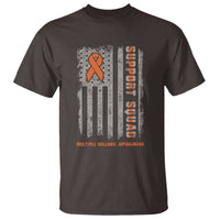 MS Support Squad T Shirt Orange Ribbon Multiple Sclerosis Awareness USA Flag