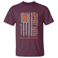 MS Support Squad T Shirt Orange Ribbon Multiple Sclerosis Awareness USA Flag