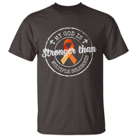 MS Awareness T Shirt Orange Ribbon God Stronger MS