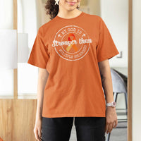 MS Awareness T Shirt For Women Orange Ribbon God Stronger MS