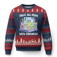 Teachers Easter Ugly Christmas Sweater Treat All Peeps With Kindness - Wonder Print Shop