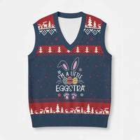 Funny Easter V-Neck Knit Sweater Vest Im A Little Eggstra Bunny Cute Kids Toddler - Wonder Print Shop