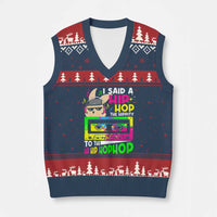 Hip Hop Easter Bunny V-Neck Knit Sweater Vest Funny Hippity Cool Rabbit Lovers Toddler - Wonder Print Shop