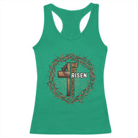 Easter Cross He is Risen Racerback Tank Top Jesus Christian Crown Of Thorns - Wonder Print Shop