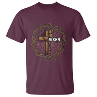 Easter Cross He is Risen T Shirt Jesus Christian Crown Of Thorns - Wonder Print Shop