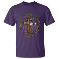 Easter Cross He is Risen T Shirt Jesus Christian Crown Of Thorns - Wonder Print Shop