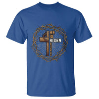 Easter Cross He is Risen T Shirt Jesus Christian Crown Of Thorns - Wonder Print Shop