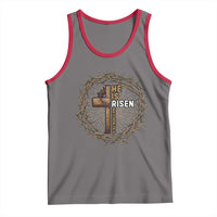 Easter Cross He is Risen Tank Top Jesus Christian Crown Of Thorns - Wonder Print Shop