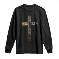 He is Risen Long Sleeve Shirt Religious Easter Cross Jesus Christian