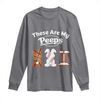Baseball Basketball Football Easter Long Sleeve Shirt Cute Bunny Game Day Sports These Are My Peeps - Wonder Print Shop