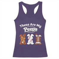 Baseball Basketball Football Easter Racerback Tank Top Cute Bunny Game Day Sports These Are My Peeps - Wonder Print Shop