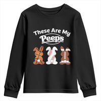 Baseball Basketball Football Easter Youth Sweatshirt Cute Bunny Game Day Sports These Are My Peeps - Wonder Print Shop