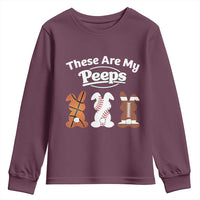 Baseball Basketball Football Easter Youth Sweatshirt Cute Bunny Game Day Sports These Are My Peeps - Wonder Print Shop
