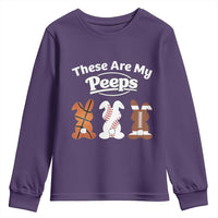 Baseball Basketball Football Easter Youth Sweatshirt Cute Bunny Game Day Sports These Are My Peeps - Wonder Print Shop