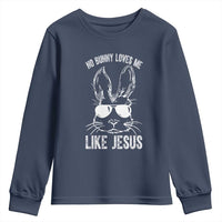 Funny Christian Easter Youth Sweatshirt No Bunny Loves Me Like Jesus Retro Bunny - Wonder Print Shop