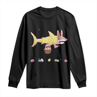 Funny Shark Easter Long Sleeve Shirt Cute Bunny Ears Eggs Hunting Teens Boys Kids - Wonder Print Shop