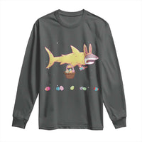 Funny Shark Easter Long Sleeve Shirt Cute Bunny Ears Eggs Hunting Teens Boys Kids - Wonder Print Shop
