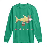 Funny Shark Easter Long Sleeve Shirt Cute Bunny Ears Eggs Hunting Teens Boys Kids - Wonder Print Shop